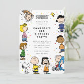Charlie Brown und Gang Confetti Birthday Einladung (Stehend Vorderseite)