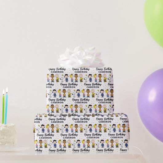 Charlie Brown und Gang Confetti Birthday Geschenkpapier (Partygeschenke)