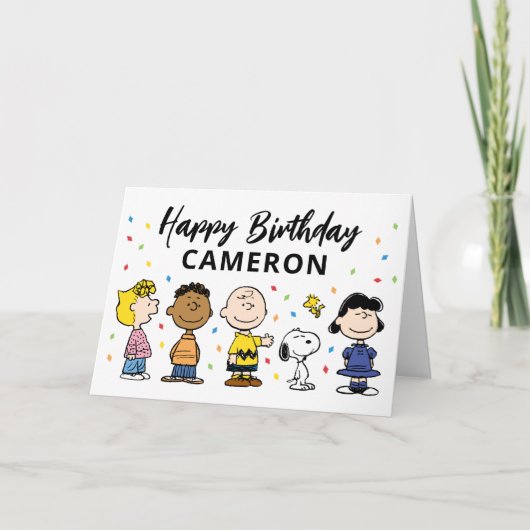Charlie Brown und Gang Confetti Birthday Karte (Vorderseite)