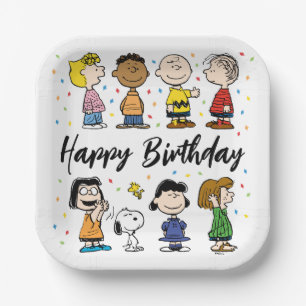 Charlie Brown und Gang Confetti Birthday Pappteller