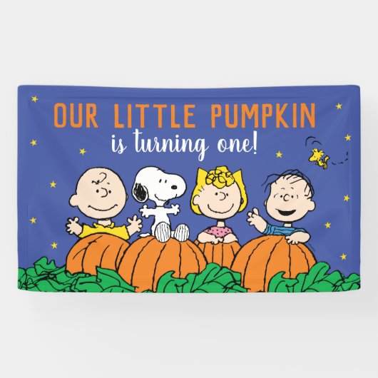 Charlie Brown und Gang Pumpkin 1. Geburtstag Banner (Horizontal)