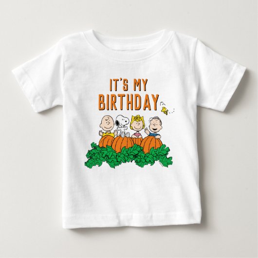 Charlie Brown und Gang Pumpkin Birthday Baby T-shirt (Vorderseite)