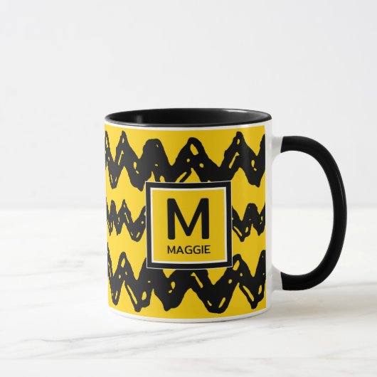 Charlie Brown Zig Zag | Geben Sie Ihren Initial- u Tasse (Rechts)
