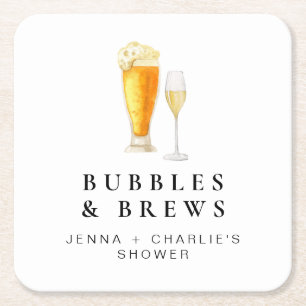 CHARLIE Bubbles & Brews Paare Dusche Willkommen Rechteckiger Pappuntersetzer