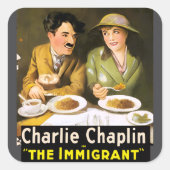 Charlie Chaplin/Der Immigrant-Aufkleber Quadratischer Aufkleber (Vorderseite)