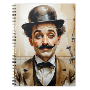 Charlie Chaplin Funny in Bathroom Notizblock