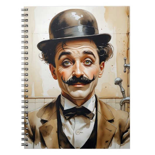 Charlie Chaplin Funny in Bathroom Notizblock (Vorderseite)