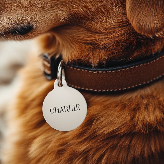 Charlie Classic Name Monogram | Beige Haustiermarke (Von Creator hochgeladen)