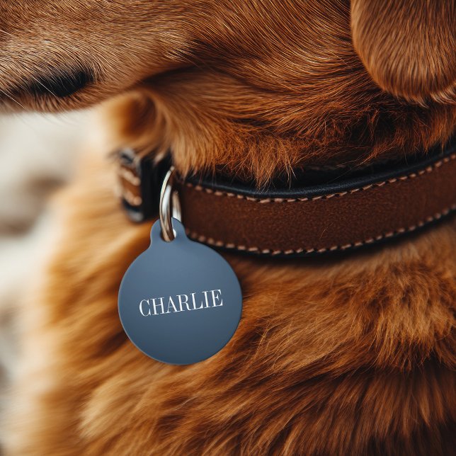 Charlie Classic Name Monogram | Dunkelblau Haustiermarke (Von Creator hochgeladen)