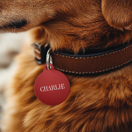 Charlie Classic Name Monogram | Rot Haustiermarke