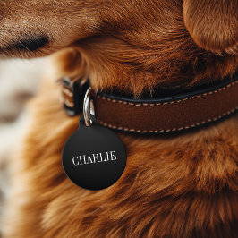 Charlie Classic Name Monogram | Schwarz Haustiermarke