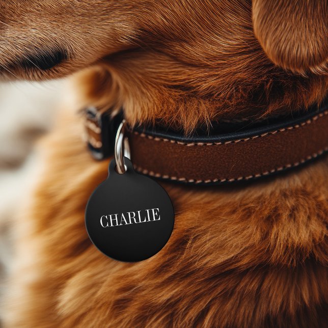 Charlie Classic Name Monogram | Schwarz Haustiermarke (Von Creator hochgeladen)