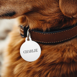 Charlie Classic Name Monogram | Weiß Haustiermarke