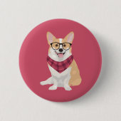 Charlie der Hipsterkarierte Button (Vorderseite)