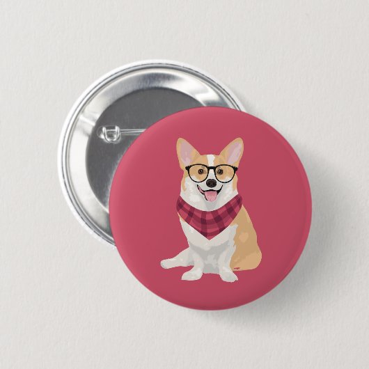 Charlie der Hipsterkarierte Button (Vorne & Hinten)