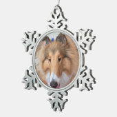 Charlie der Hund Schneeflocken Zinn-Ornament (Rechts)