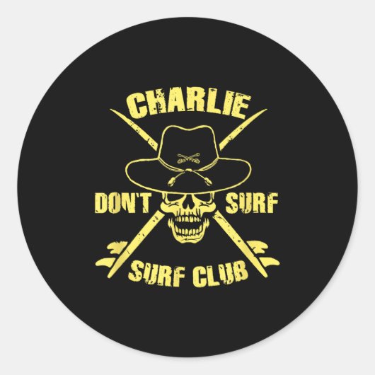 Charlie Don't Surf Runder Aufkleber (Vorderseite)