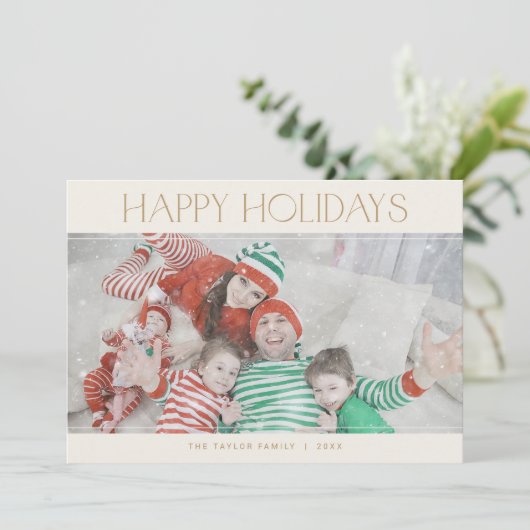 CHARLIE Gold Happy Holidays Xmas Foto Weihnachten (Stehend Vorderseite)