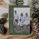 CHARLIE Green Family Foto Boho Frohe Weihnachten<br><div class="desc">CHARLIE Green Family Foto Boho Frohe Weihnachtskarte. Personalisieren Sie die Vorderseite der Karte ein Foto,  Ihren Familiennamen und das Jahr. Personalisieren Sie den Rücken mit einem optionalen Urlaubsgruß oder Familiennachrichten und Ihrem Familiennamen.</div>