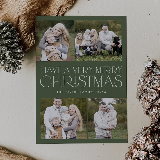 CHARLIE Green Simple Family Multi Foto Weihnachten
