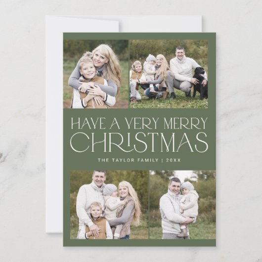 CHARLIE Green Simple Family Multi Foto Weihnachten (Vorderseite)