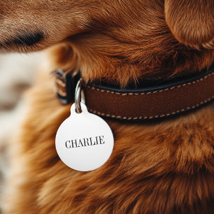 Charlie Klassischer Namensmonogramm Weiß Haustiermarke