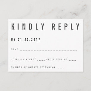 Charlie Minimalistische RSVP-Karte RSVP Karte