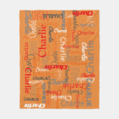 Charlie personalisierter Name orange graue Decke (Vorderseite)
