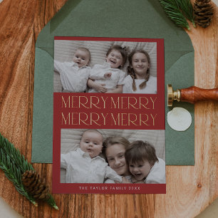 CHARLIE Red Foil Foto Fun Merry Frohe Weihnachten Folien Feiertagskarte
