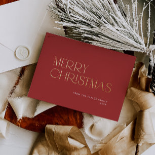 CHARLIE Red Foil Simple Family Frohe Weihnachten Folien Feiertagskarte