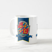 Charlie-Ritter Schild Roter blauer Name bedeutet T Kaffeetasse (Vorderseite Links)