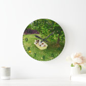 Charlie The Fox Terrier Bath Time, Wall Clock Große Wanduhr (Zuhause)