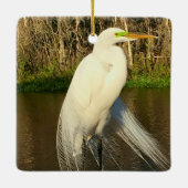 Charlie The Great Egret Keramikornament (Rückseite)