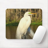Charlie The Great Egret Mousepad (Mit Mouse)