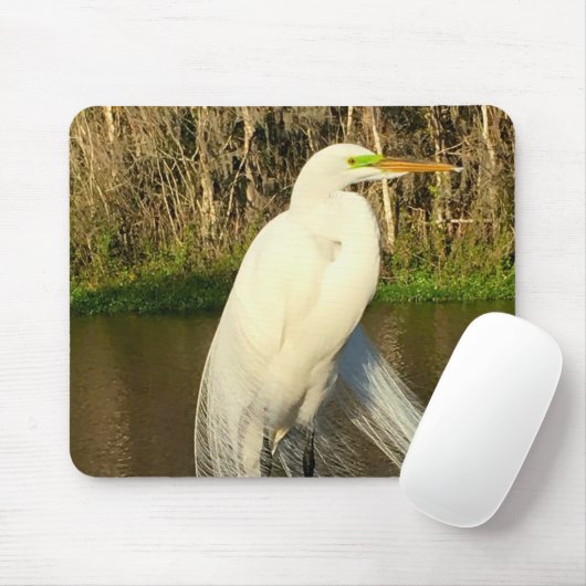 Charlie The Great Egret Mousepad (Mit Mouse)