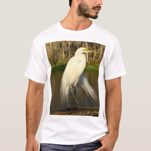 Charlie The Great Egret T-Shirt (Vorderseite)