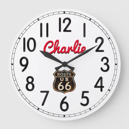 Charlie's Route 66 Großuhr Große Wanduhr (Vorderseite)