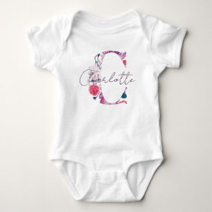 Charlotte Baby Name Flower Skript Vintage Floral C Strampler