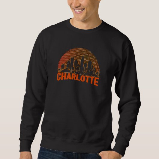 Charlotte Basketball Skyline Cityscape Retro Vinta Sweatshirt (Vorderseite)