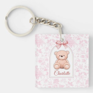 Charlotte Benutzerdefiniertes rosa Teddy-Bär-Kin Schlüsselanhänger