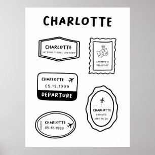 Charlotte - Briefmarke Minimalistisch Poster