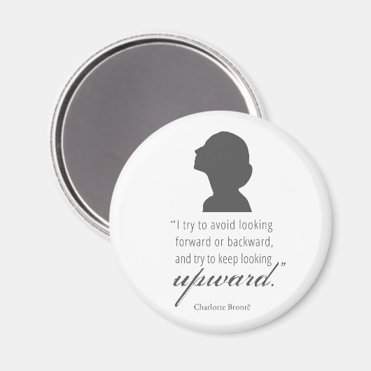 Charlotte Bronte - Behaltend Blick nach oben - Wei Magnet (Vorderseite/Rückseite)