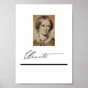 Charlotte Brontë Portrait und Unterschrift Poster