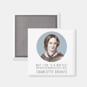 Charlotte Bronte Portrait und Zitat Magnet (Vorderseite/Rückseite)