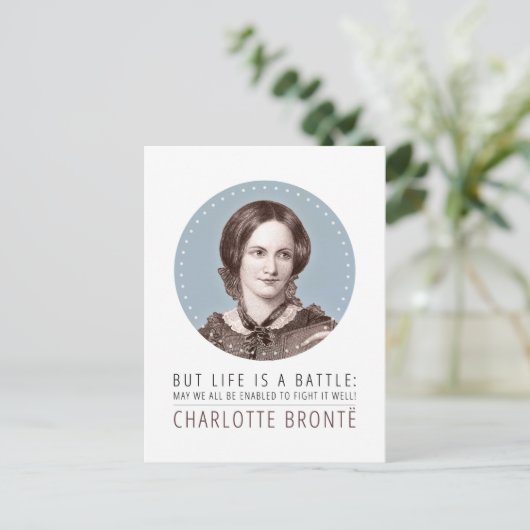 Charlotte Bronte Portrait und Zitat Postkarte (Stehend Vorderseite)