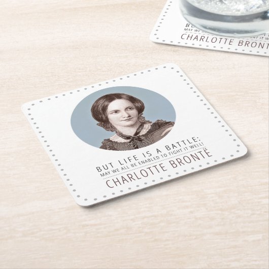 Charlotte Bronte Portrait und Zitat Rechteckiger Pappuntersetzer (angewinkelt)