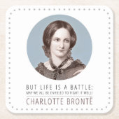 Charlotte Bronte Portrait und Zitat Rechteckiger Pappuntersetzer (Vorderseite)