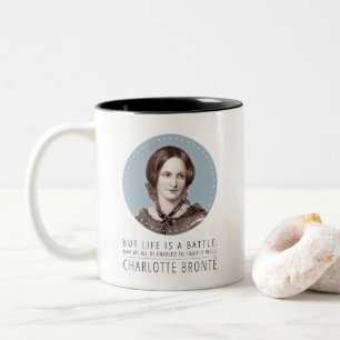 Charlotte Bronte Portrait und Zitat Zweifarbige Tasse