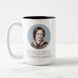 Charlotte Bronte Portrait und Zitat Zweifarbige Tasse
