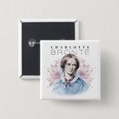 Charlotte Bronte Portrait von Richmond mit Blume Button (Vorne & Hinten)